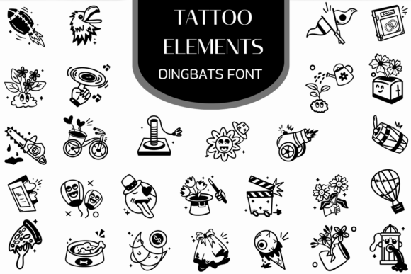 Tattoo Elements Font for Handmade Creations